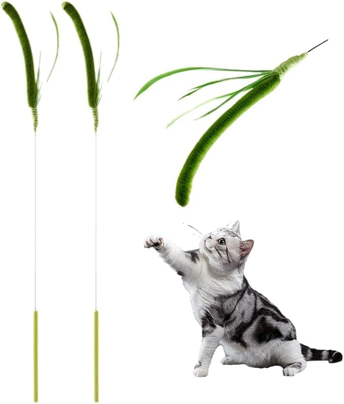 Varita para Gatos con Pasto Falso Peludo